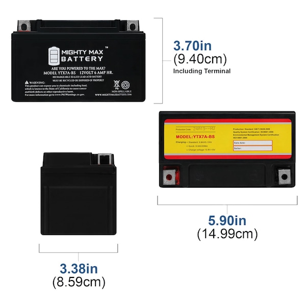 YTX7A-BS Replacement Battery Compatible With Weize YTX7A-BS